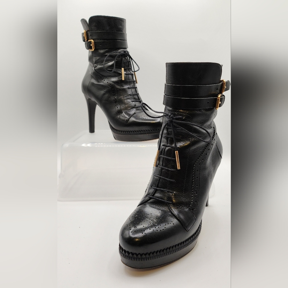 Burberry Brogue Manners 100 Platform Ankle Boots - 39